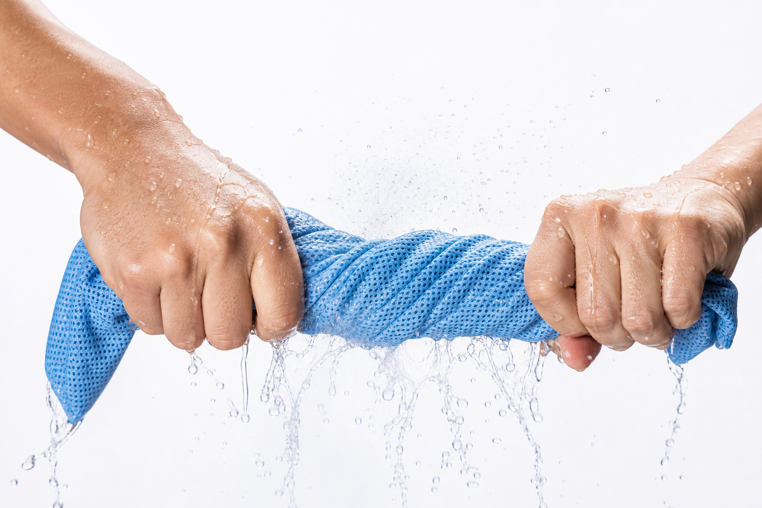 Instant cool — wet, wring, snap cooling towel